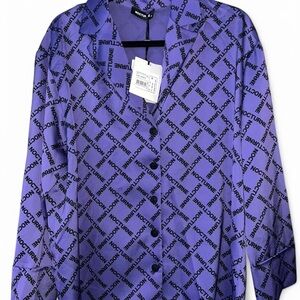 NOCTURNE violet and black button down.